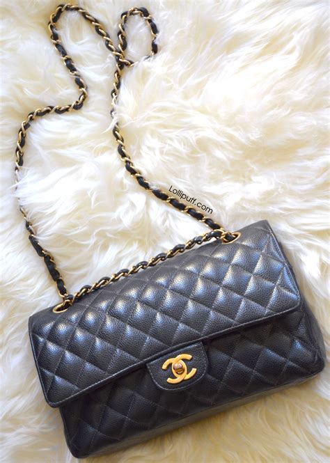 chanel black caviar shoulder bag|Chanel Classic Medium Caviar Double Flap Bag .